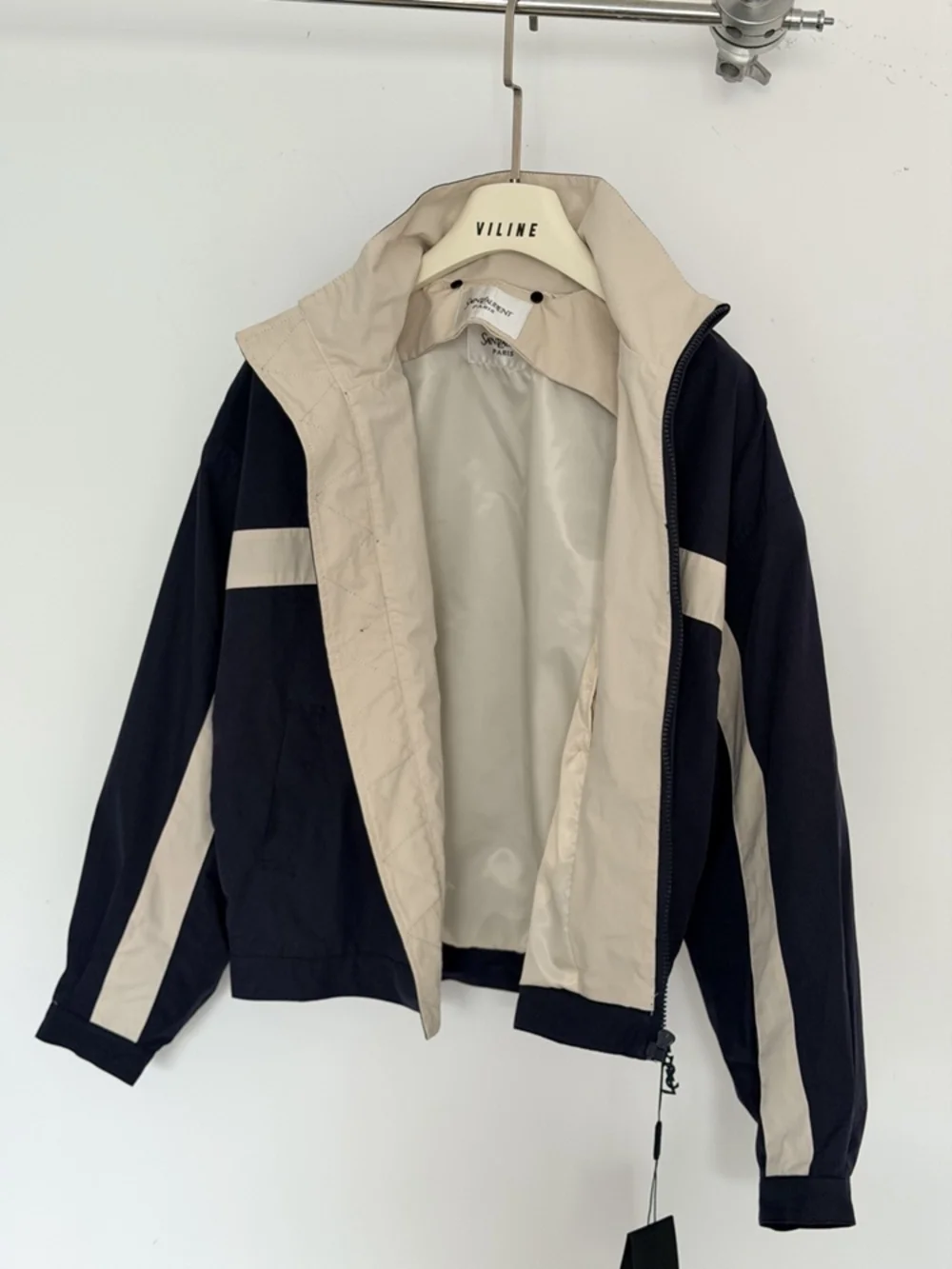 ✨Yves Saint Laurent Navy Color Block Zip Up Track Jacket